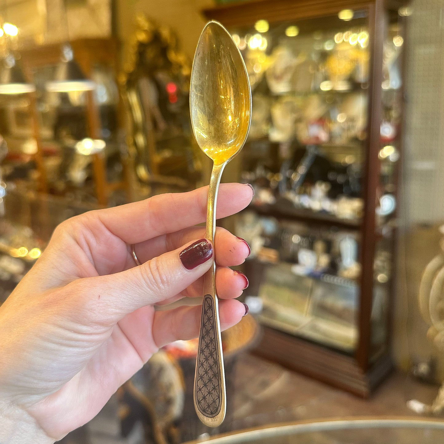Antique c.1880s  Russian Nielle Sterling Spoon