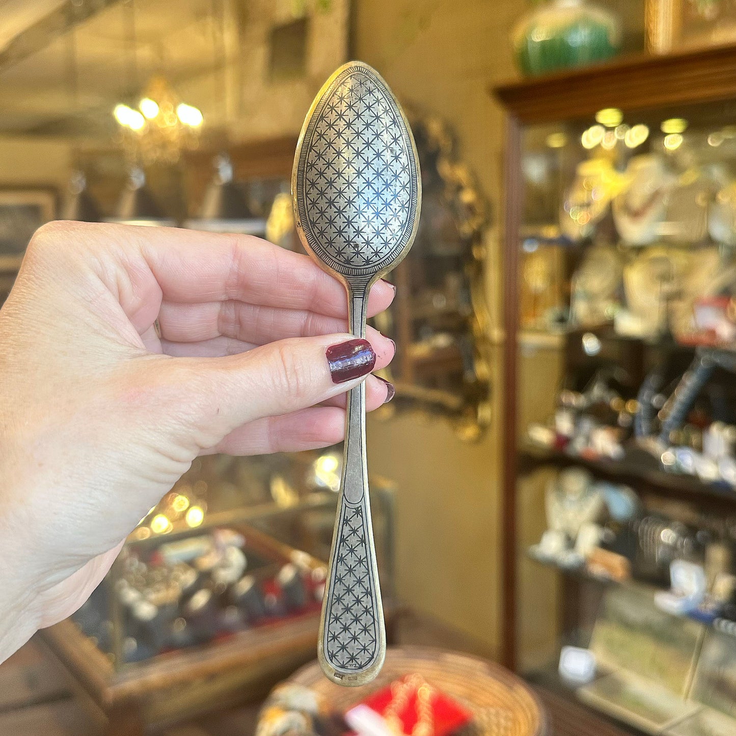 Antique c.1880s  Russian Nielle Sterling Spoon