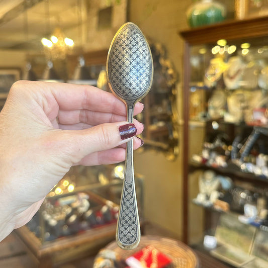 Antique c.1880s  Russian Nielle Sterling Spoon