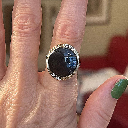 Vintage Onyx & Diamond 14k Gold Ring