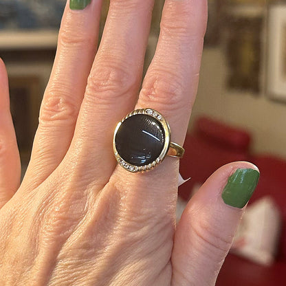 Vintage Onyx & Diamond 14k Gold Ring
