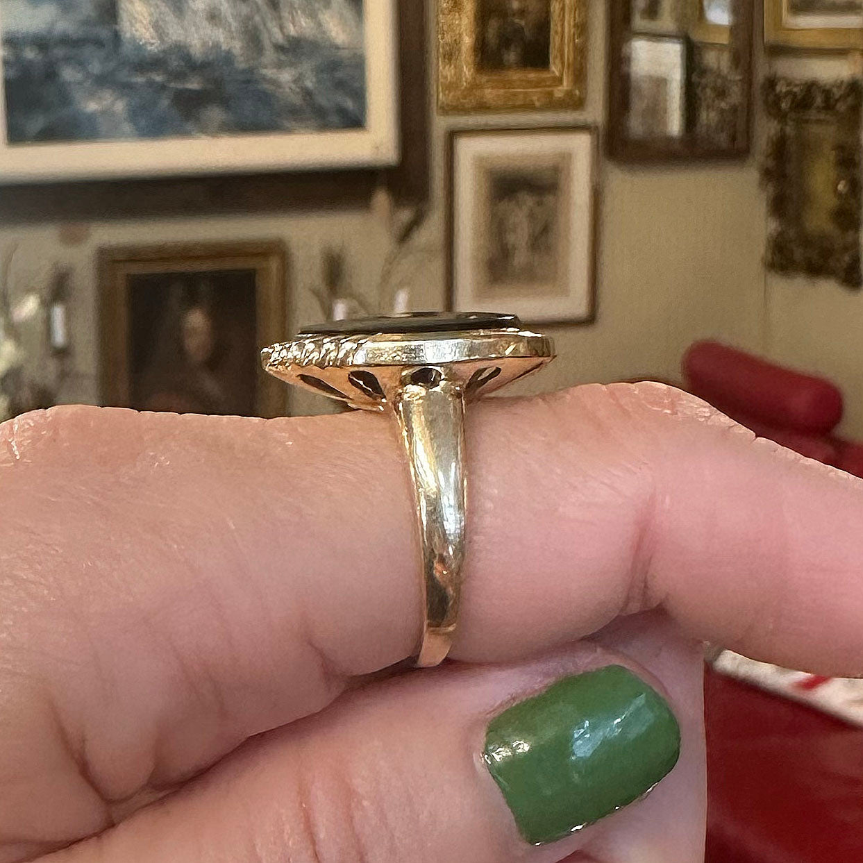 Vintage Onyx & Diamond 14k Gold Ring