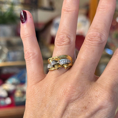 French 18k Gold Sweethearts Diamond Ring