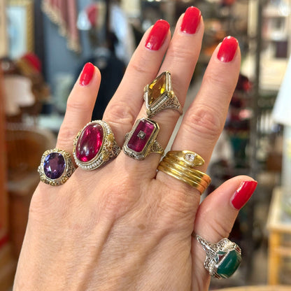 Art Deco Flip Ring w/ Cameo & Garnet