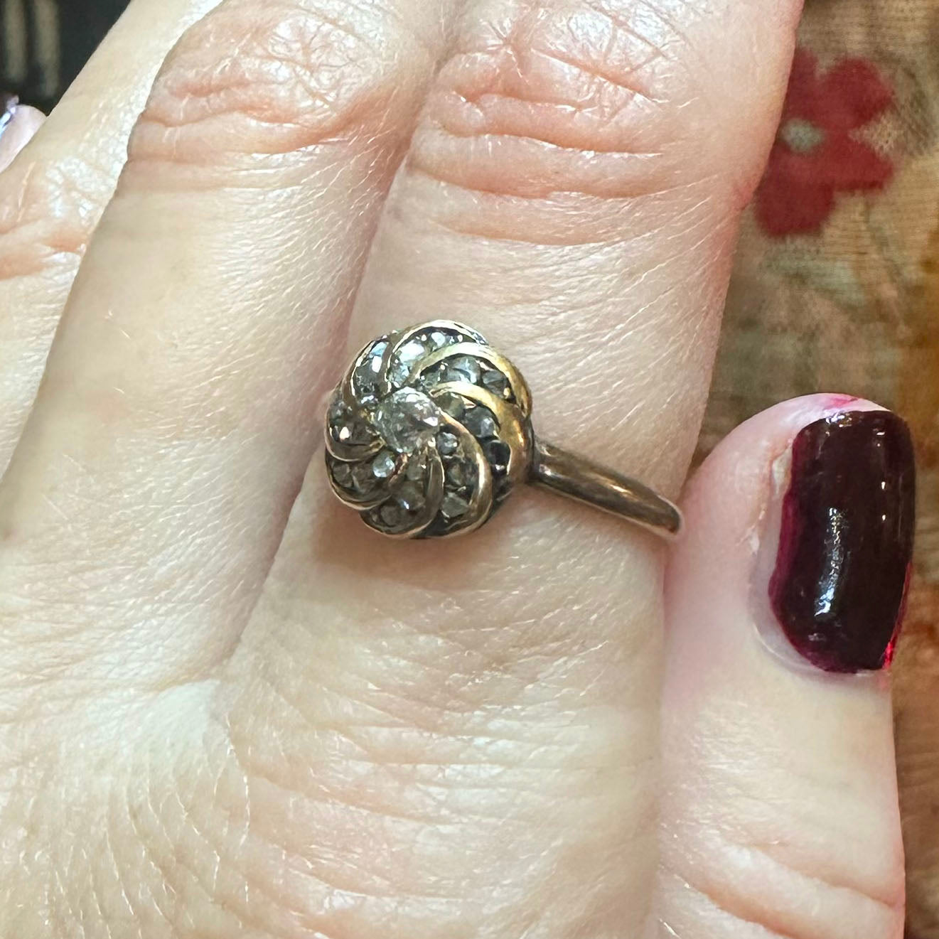 14k Antique Rose Cut Diamond Ring