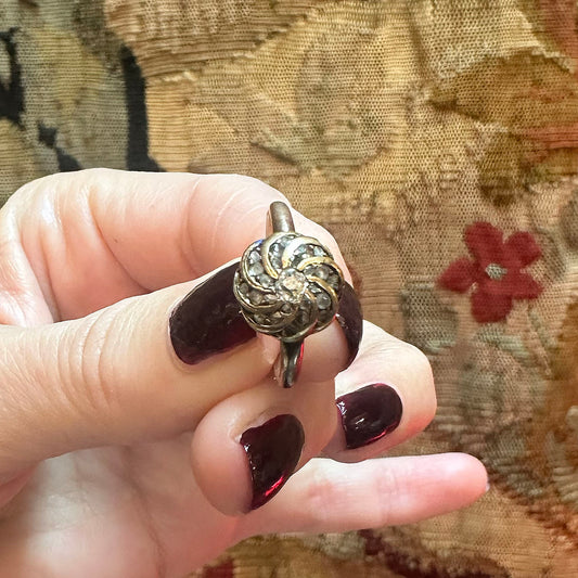 14k Antique Rose Cut Diamond Ring