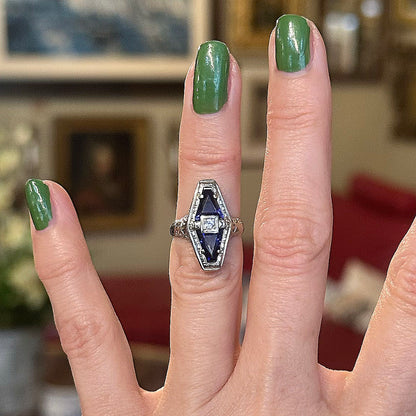 Art Deco Sapphire & White Gold Ring
