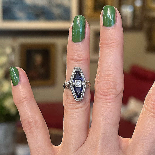 Art Deco Sapphire & White Gold Ring