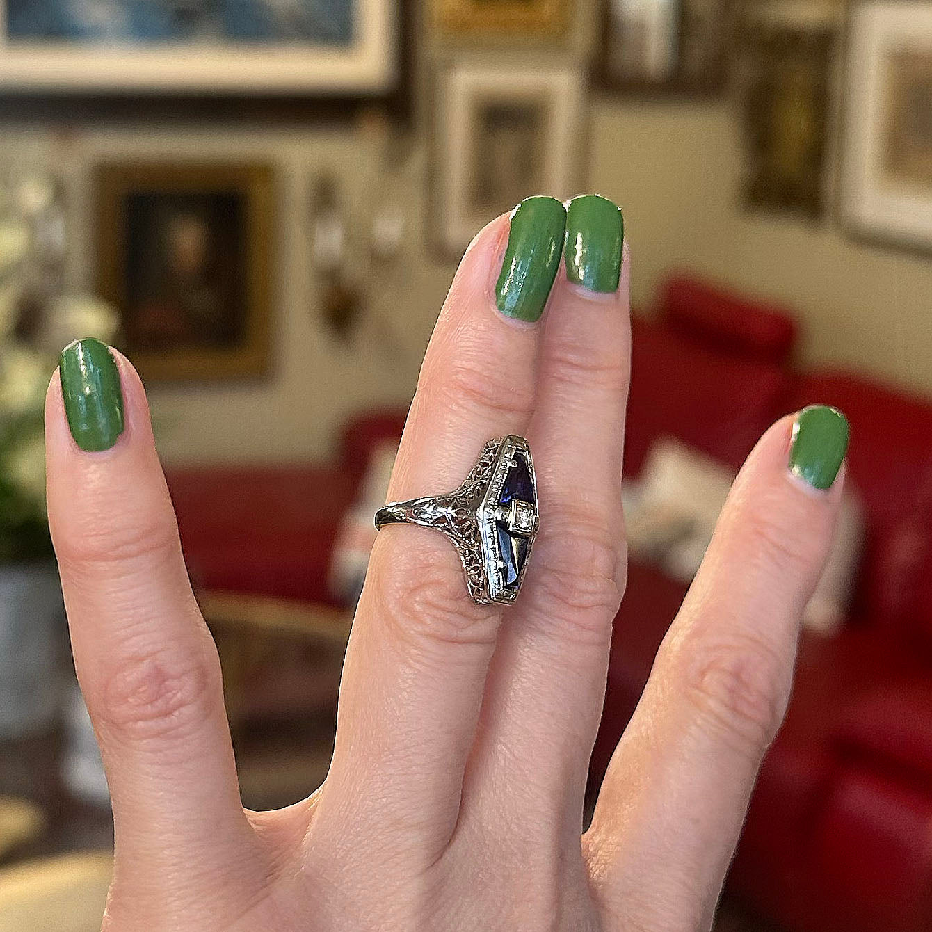 Art Deco Sapphire & White Gold Ring