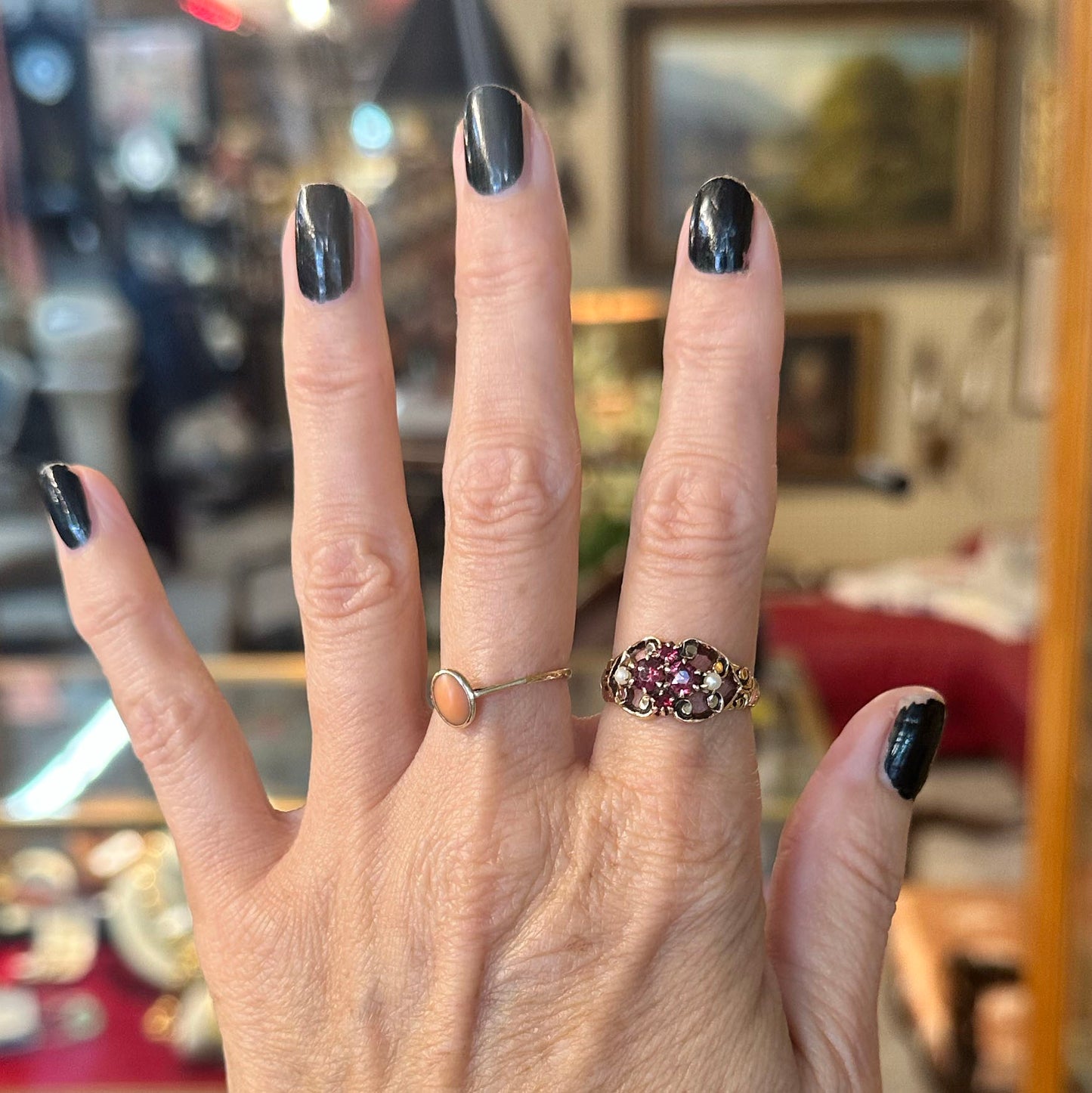 10k Victorian Garnet & Seed Pearl Ring