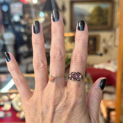 10k Victorian Garnet & Seed Pearl Ring