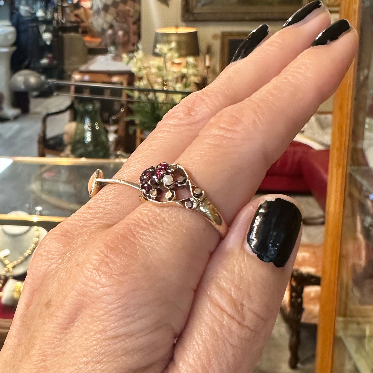 10k Victorian Garnet & Seed Pearl Ring