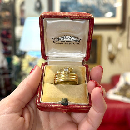 Antique 18k Gold Snake Ring w/ Rose Cut Diamonds