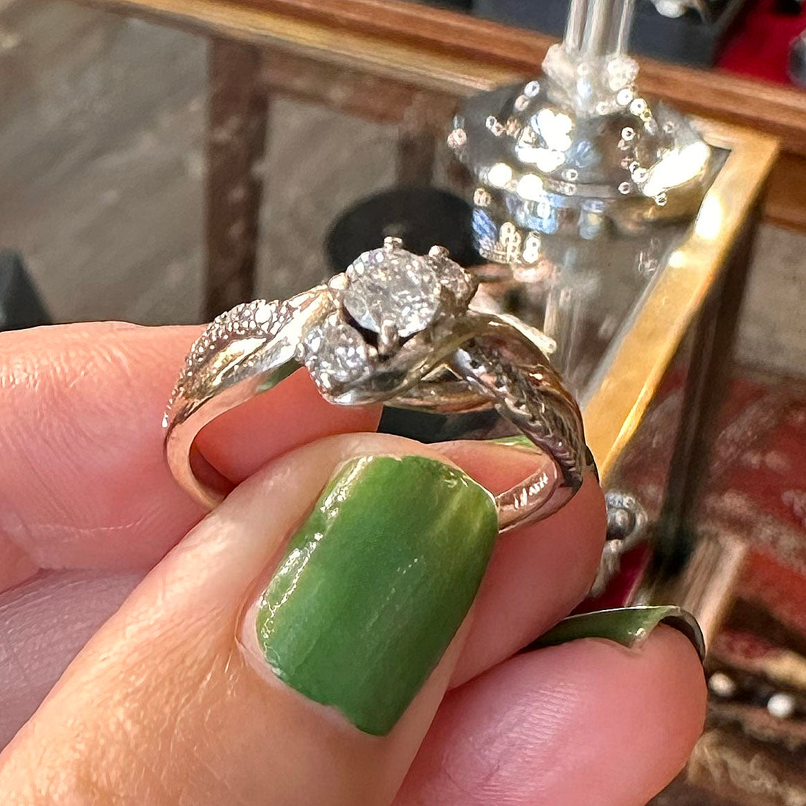 14k Solitaire White & Yellow Gold Diamond Ring