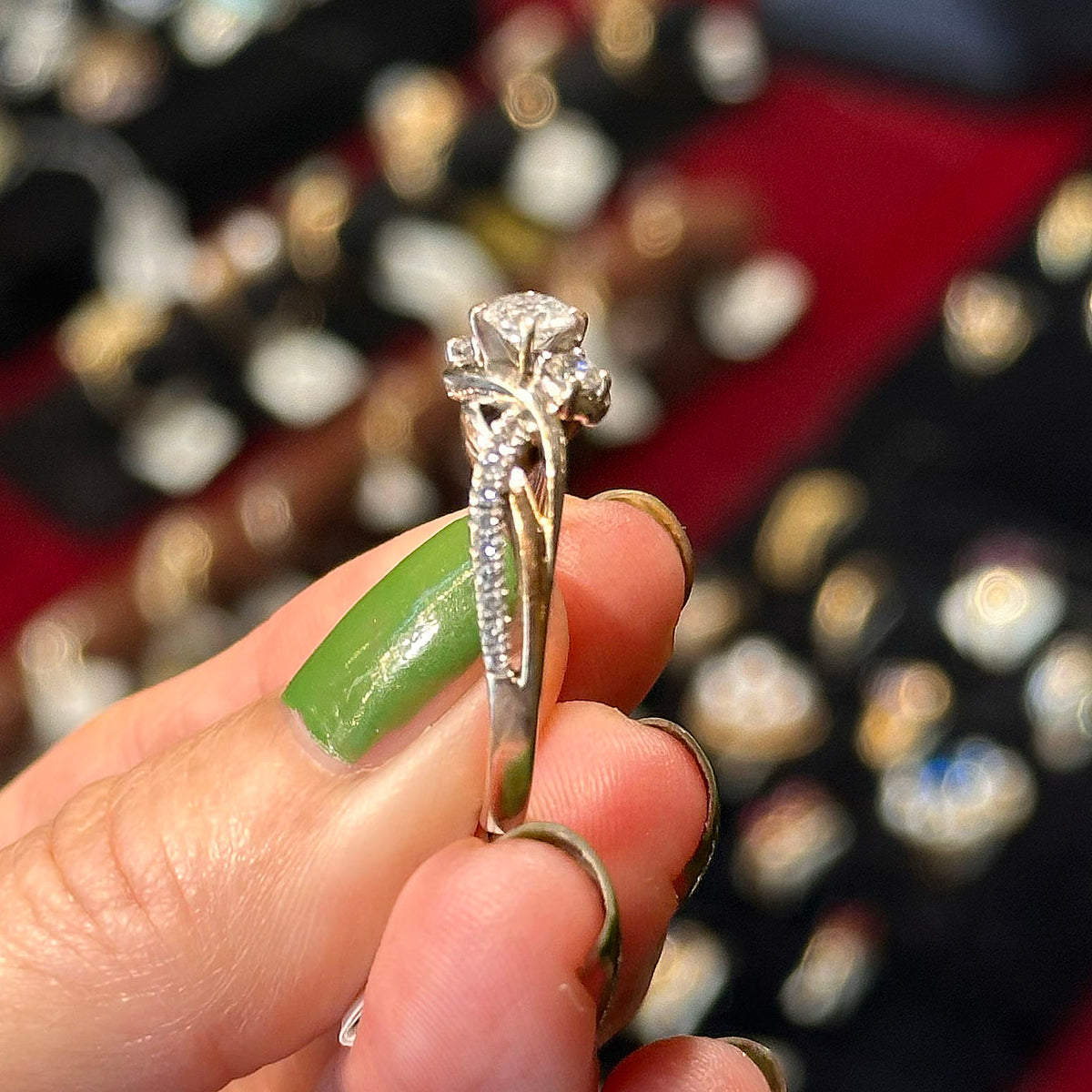 14k Solitaire White & Yellow Gold Diamond Ring