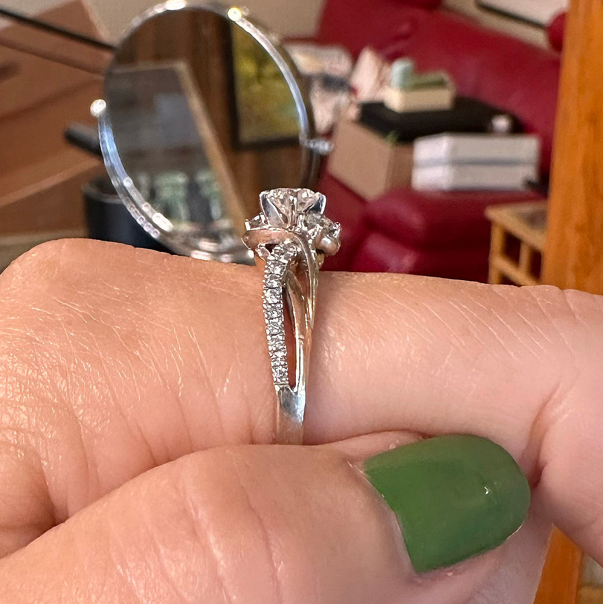 14k Solitaire White & Yellow Gold Diamond Ring