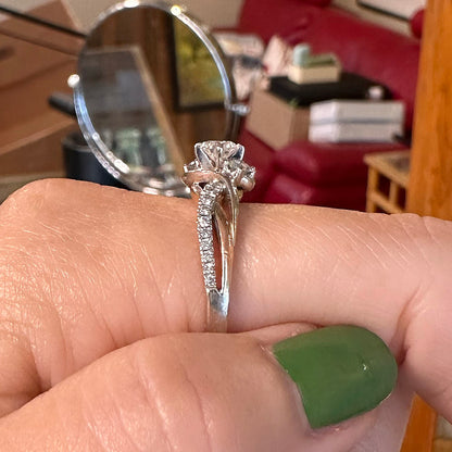 14k Solitaire White & Yellow Gold Diamond Ring