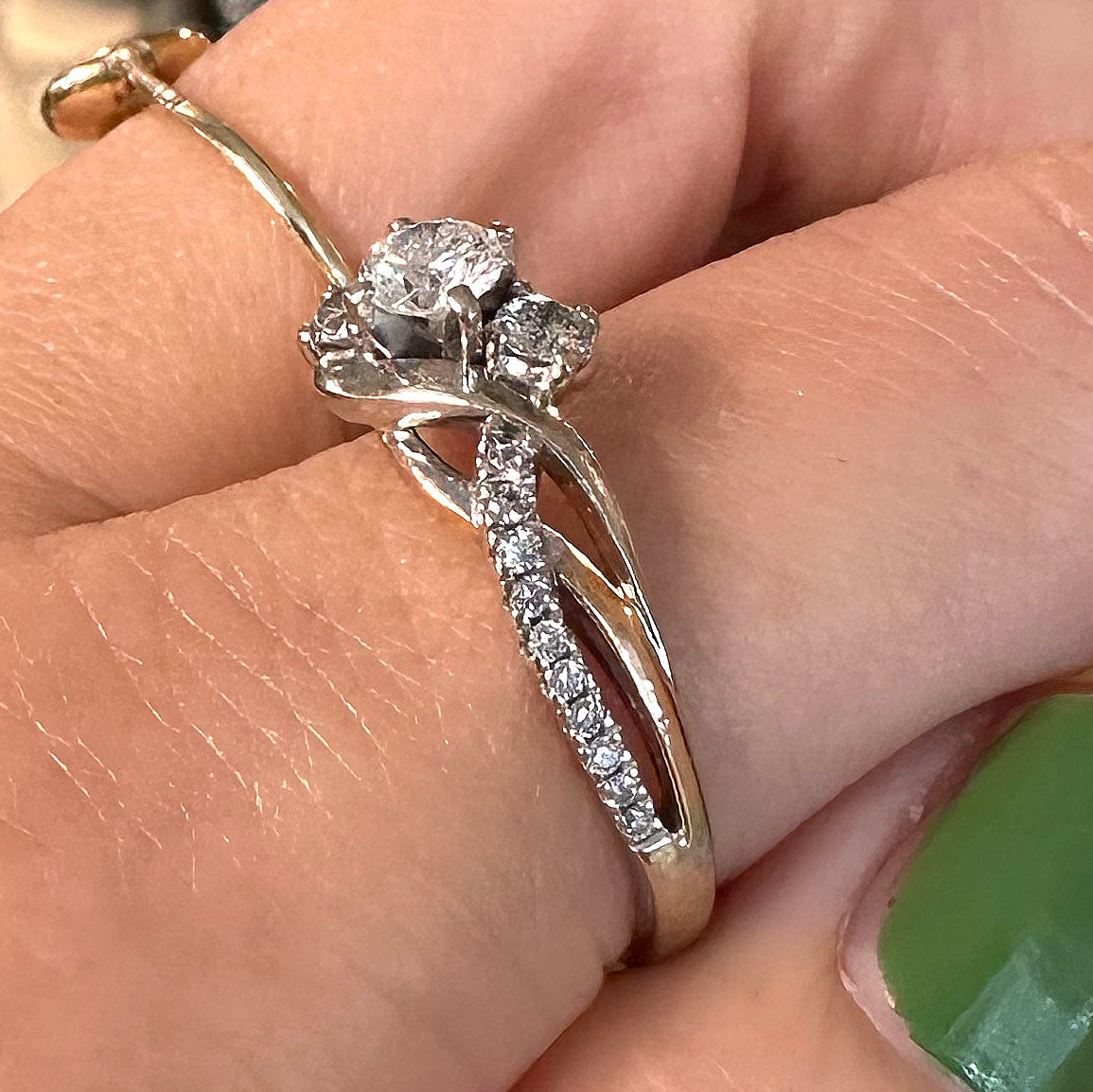 14k Solitaire White & Yellow Gold Diamond Ring