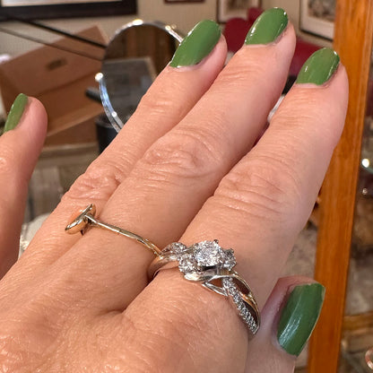 14k Solitaire White & Yellow Gold Diamond Ring