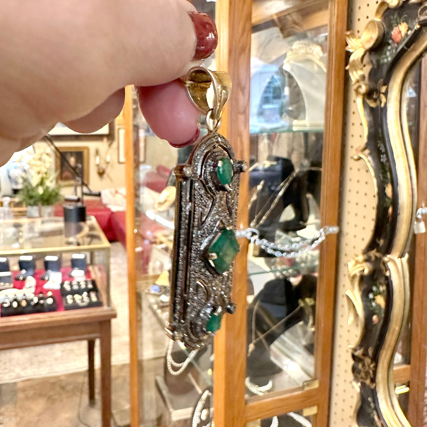 Sterling Silver, Vermeil, Diamond & Emerald Pendant