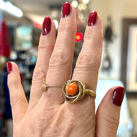 Victorian 14k Salmon Coral Gold Ring