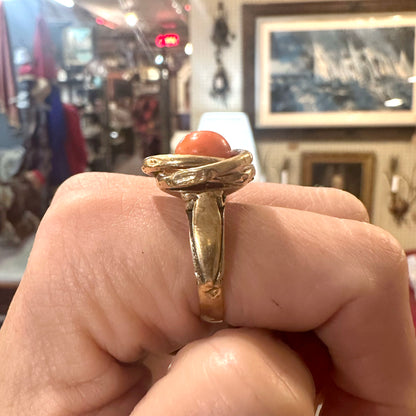 Victorian 14k Salmon Coral Gold Ring