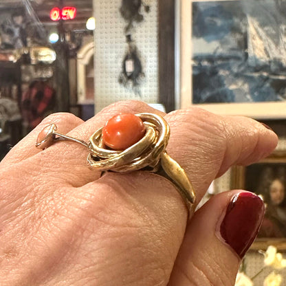 Victorian 14k Salmon Coral Gold Ring